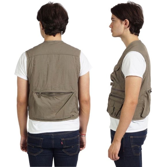 KOLON SPORT Khaki Cargo Zipped Pockets Outdoors Vest - Picture 2 of 2